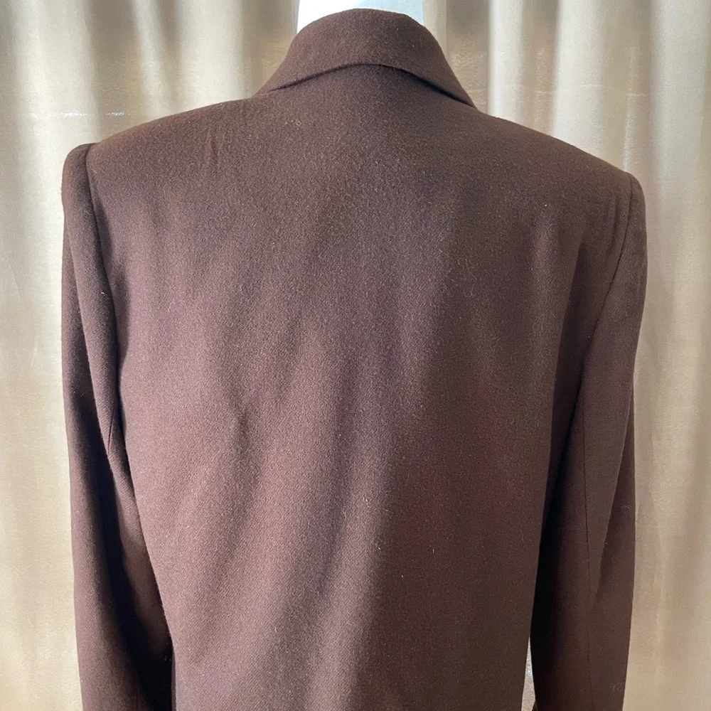 Vintage 100% Wool Chocolate Walnut Brown Sag Harbor Fall Blazer Jacket Size 10 - Picture 4 of 10